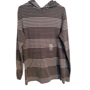 Billabong Men’s‎ Gray Striped Hooded Sweater Pullover Size Large Casual